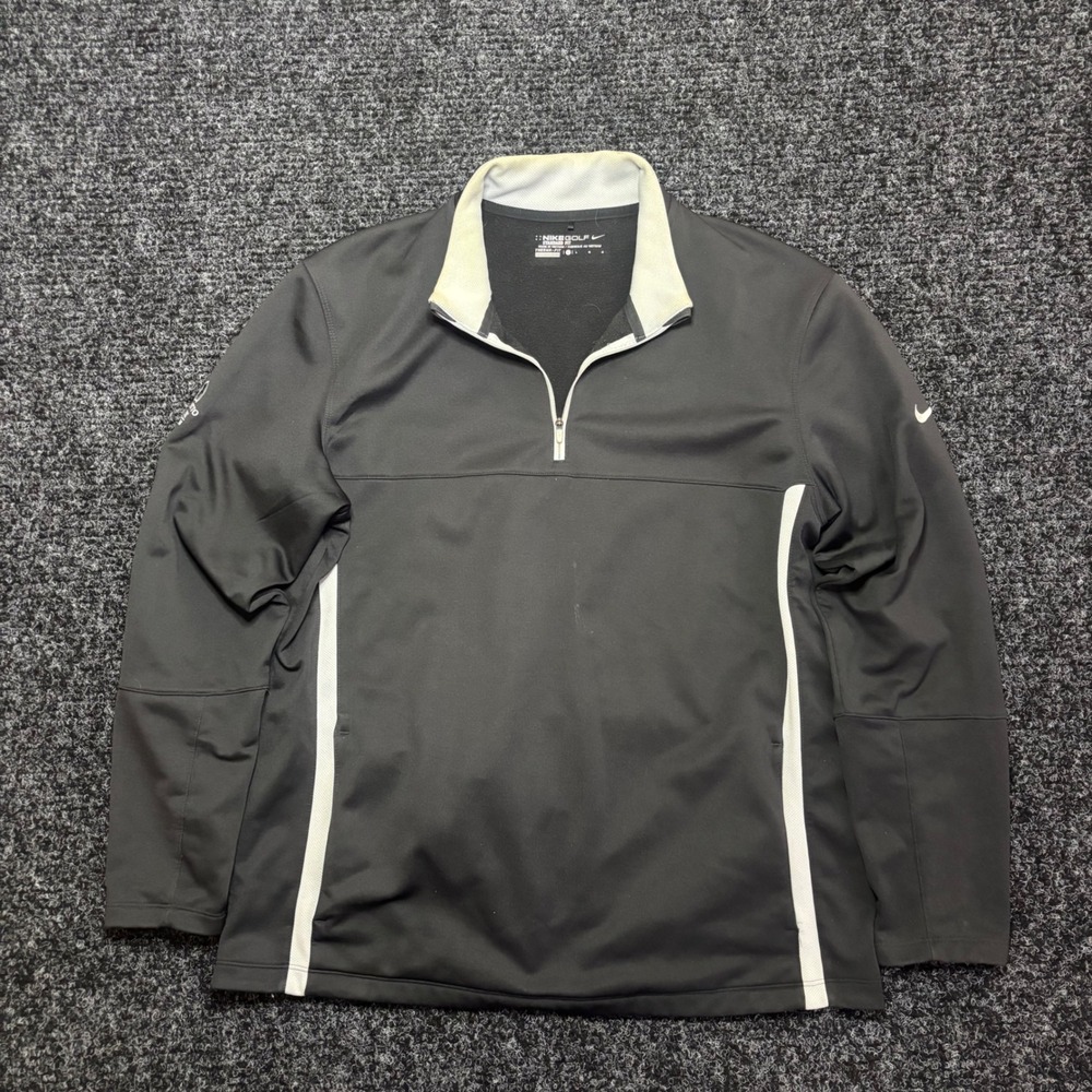 Nike Golf Therma-FIT Quarter Zip Pullover Mens Large Black Standard Fit Fleece